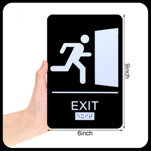 Braille safety exit signs Fire evacuation channel Emergency warning signs