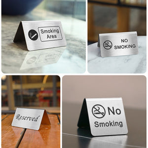 stainless steel desktop logo reserved table card Reserved restaurant double-sided card No smoking reminder card