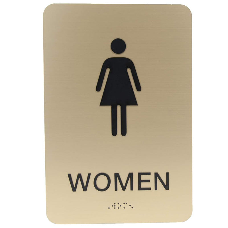 special shot aluminum plastic board bathroom sign three-dimensional braille Bathroom sign gold