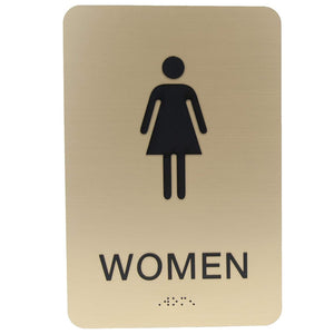 special shot aluminum plastic board bathroom sign three-dimensional braille Bathroom sign gold