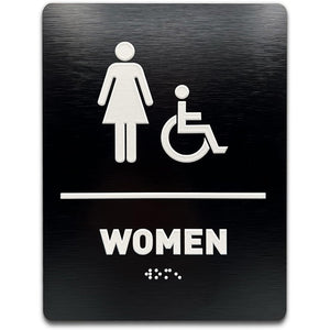 special aluminum-plastic panel toilet signage three-dimensional braille RESTROOM prompt sign raised text sign