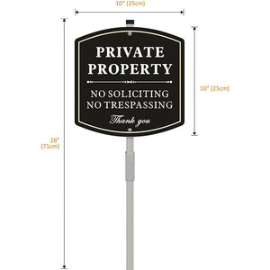 No Trespassing Signs on Private Property Aluminum Metal Traffic Piled for Residential Yards No Solicitation Signs