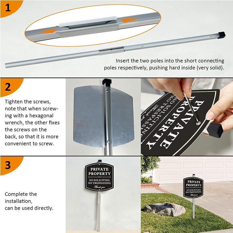 No Trespassing Signs on Private Property Aluminum Metal Traffic Piled for Residential Yards No Solicitation Signs