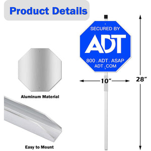 ADT Security Sign Aluminum Yard Sign with Stake Yard Sign with Pile