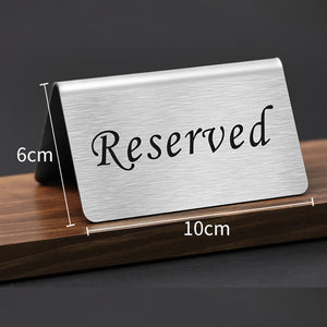 stainless steel desktop logo reserved table card Reserved restaurant double-sided card No smoking reminder card