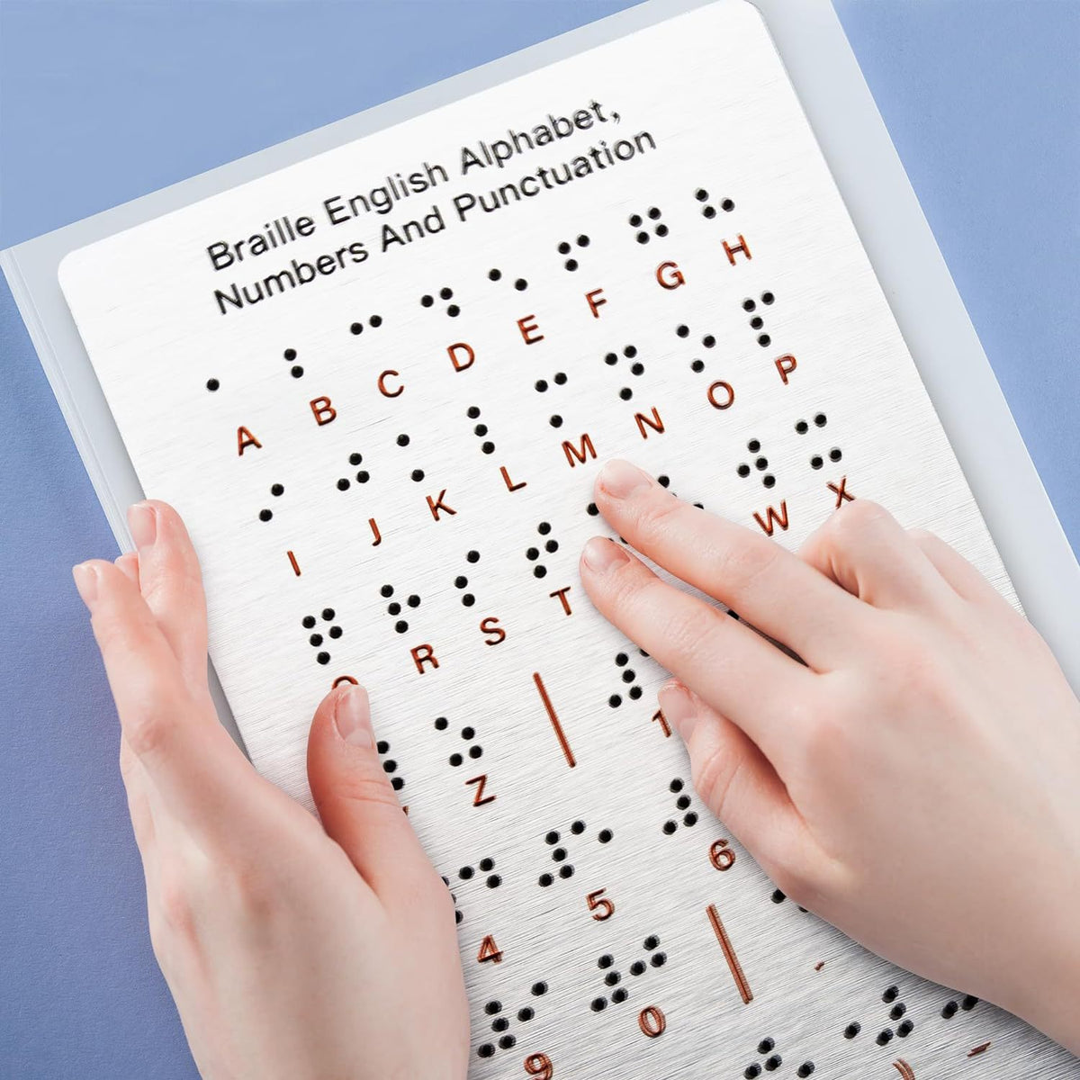Braille alphabet board with raised numbers and punctuation marks, Braille learning aids for beginners, teaching aids for blind children