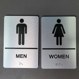 Braille signage Men's and women's toilets Touch MEN WOMEN Braille signage