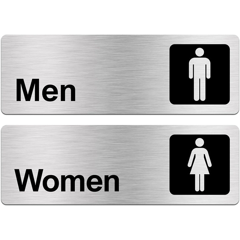 Bathroom Brushed Aluminum Plate House Plate Public Toilet Signs Men's and Women's Restrooms Signs MEN WOMEN