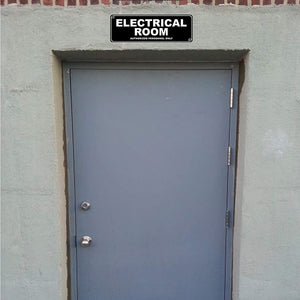 Door signs, authorized personnel only acrylic plastic signs, black and white rounded corners, electrical room signs