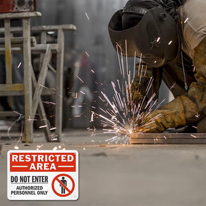 Restricted Area - No Entry, Authorized Personnel Only Aluminum Reflective Safety Warning Signs Signs