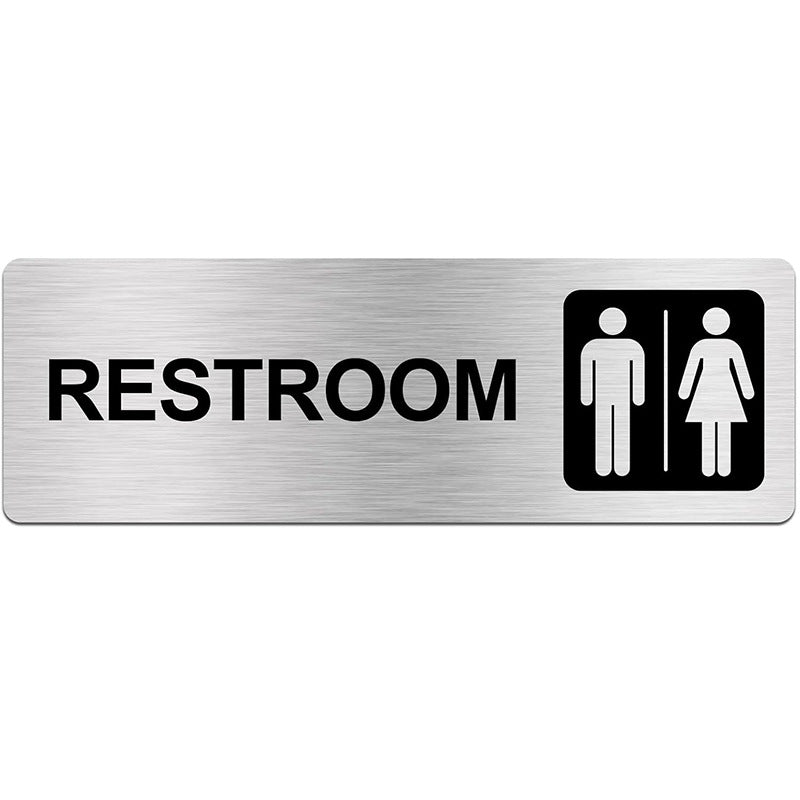 Hotel Bathroom Door Signs Men's and Women's Restrooms Signs Toilet Brushed Aluminum Signs