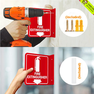 acrylic with down arrow L-shaped fire extinguisher logo Home/office/business fire safety plate