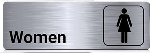 brushed aluminum restroom sign, male and female 9 x 3 inch bathroom door sign restroom sign