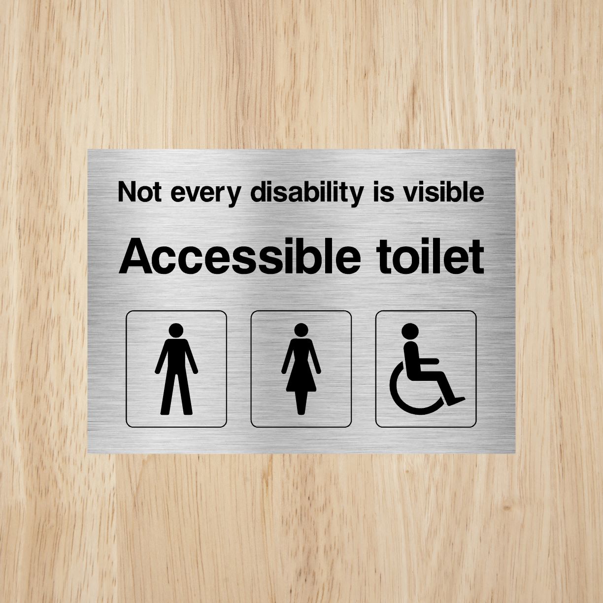 Accessible Toilet Landscape Sign Brushed Aluminium Silver