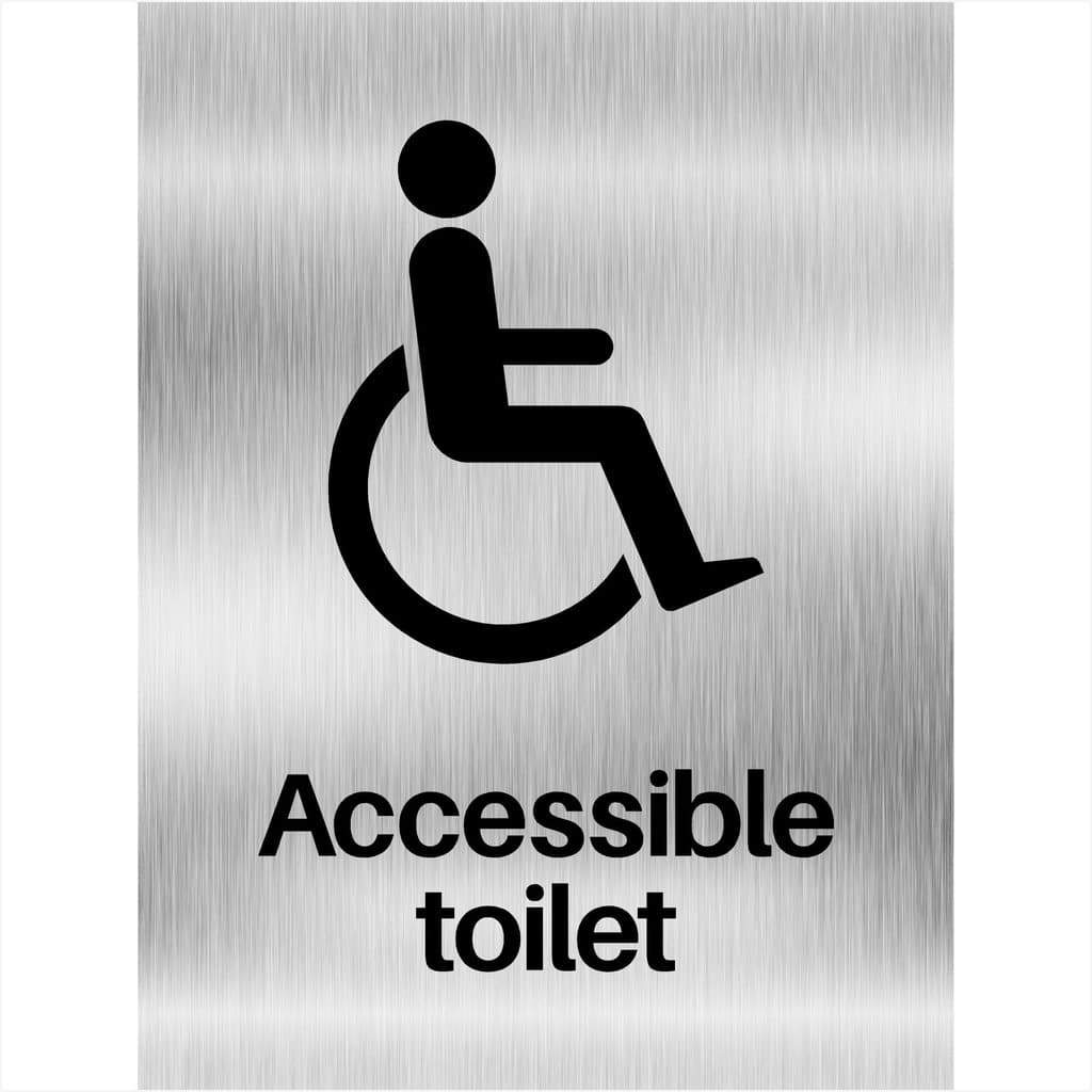 Accessible Toilet Sign Brushed Aluminium