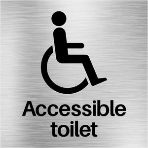 Accessible Toilet Sign Brushed Silver Square