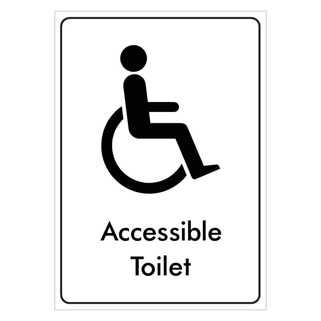 Accessible White Toilet Sign