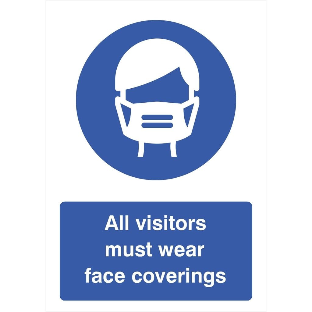 All Visitors Must Wear Face Coverings Sign