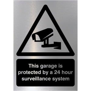 Area Is Under 24 Hour Surveillance Sign in Brushed Silver