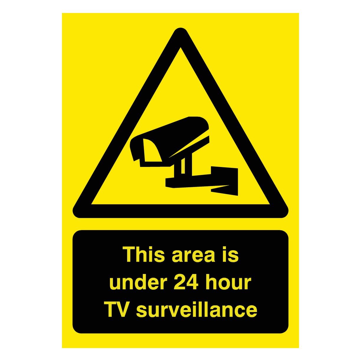 Area Under 24 Hour TV Surveillance Yellow Sign