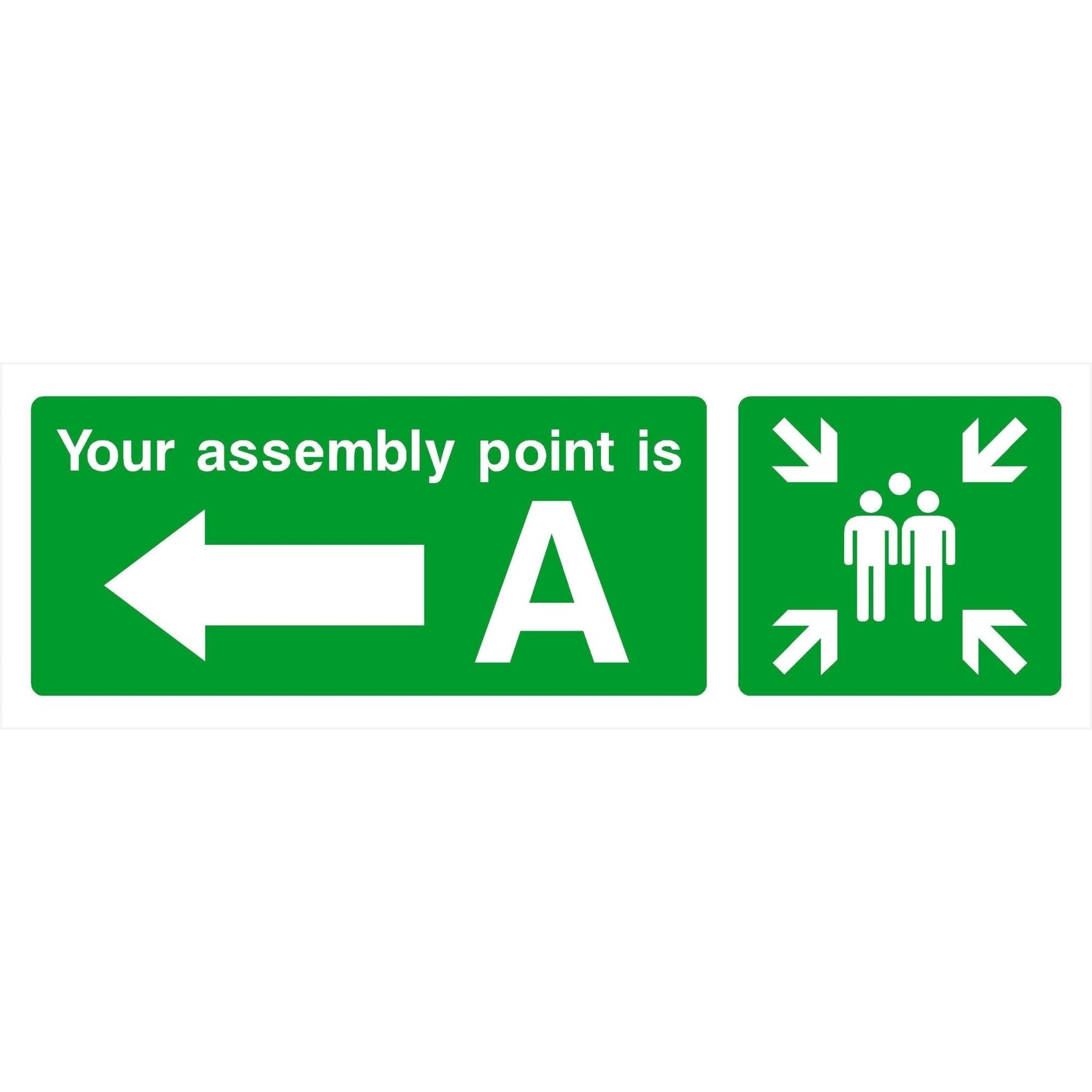 Assembly Point A Sign With Left Arrow