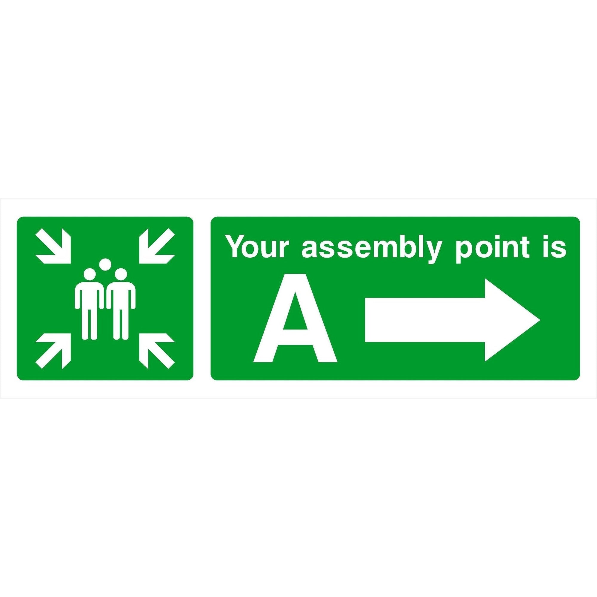 Assembly Point A Sign With Right Arrow