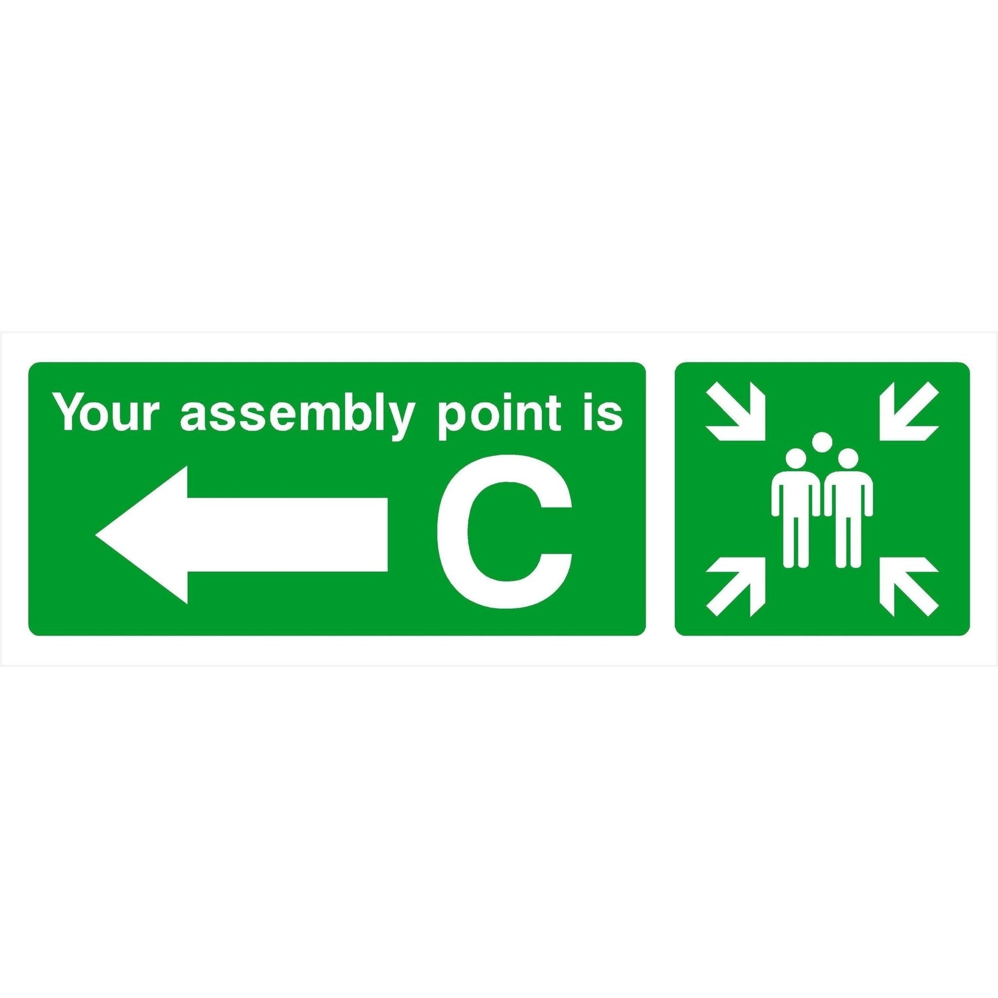 Assembly Point C Sign With Left Arrow