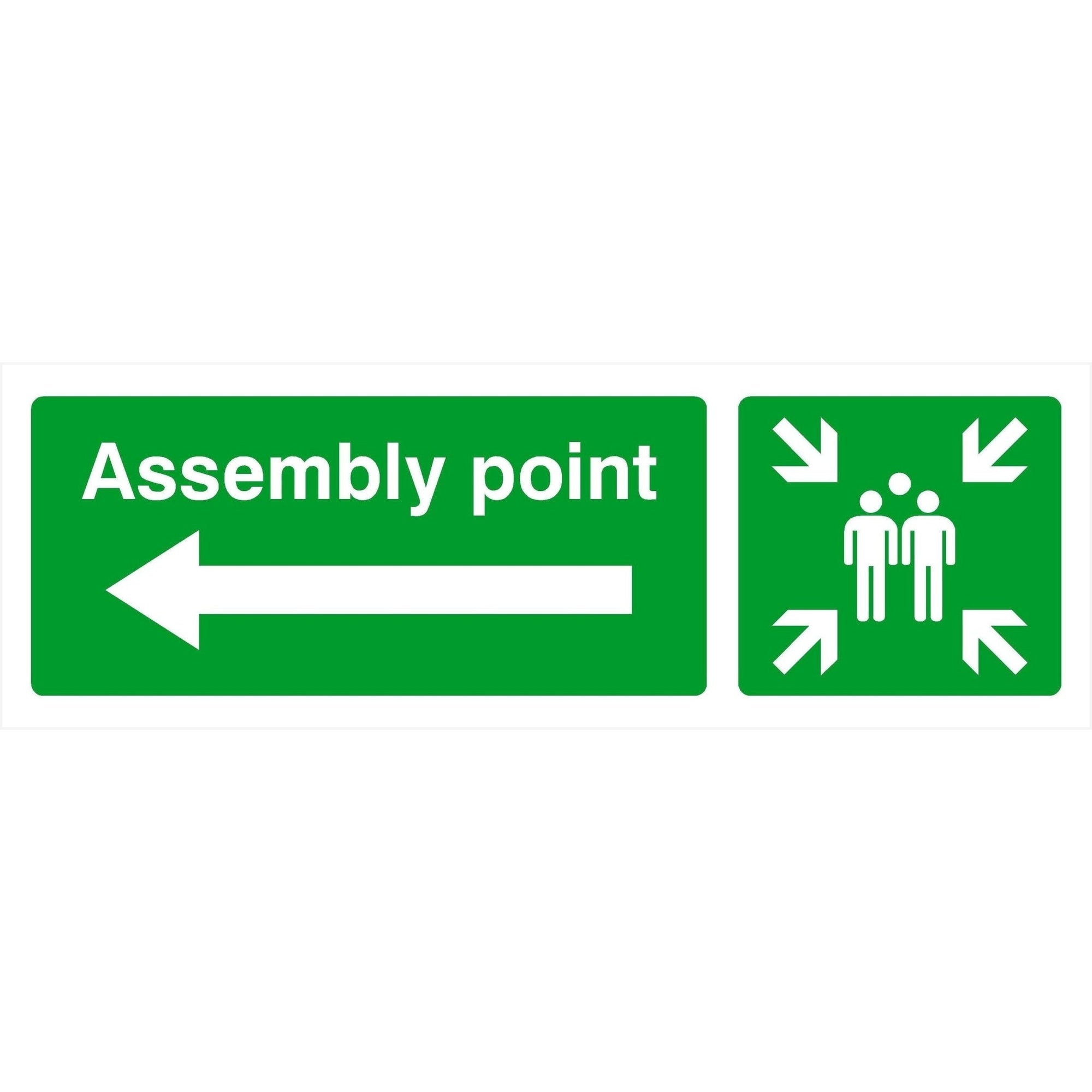 Assembly Point Sign With Left Arrow