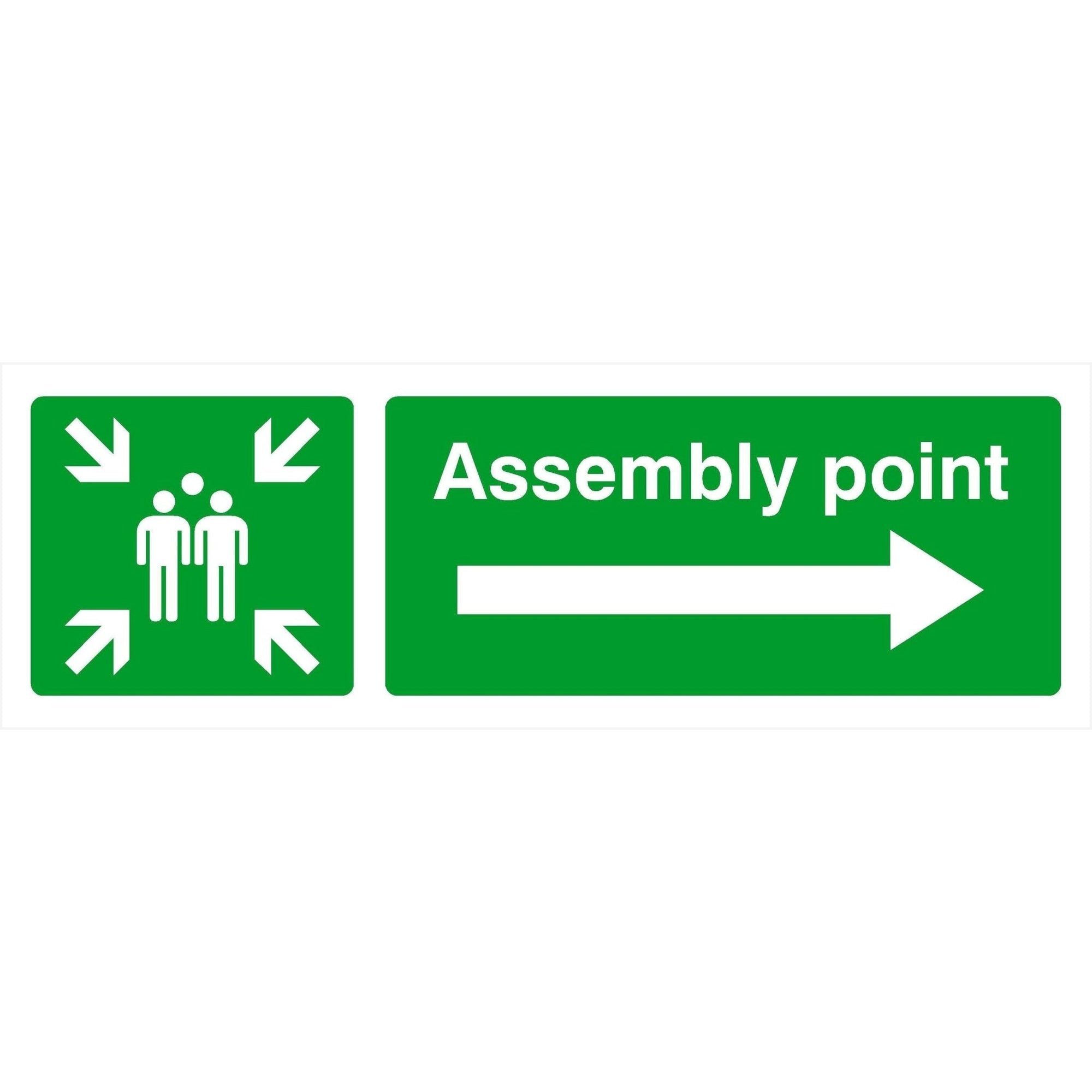 Assembly Point Sign With Right Arrow