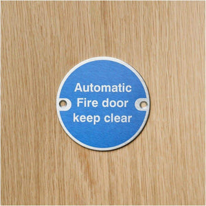 Automatic Fire Door Keep Clear Sign Stainless Steel