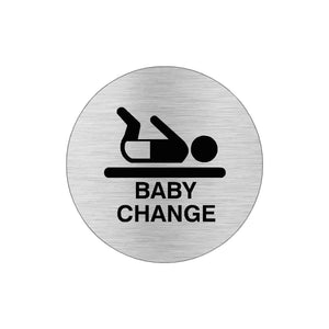 BABY CHANGE Premium Brushed Silver toilet door sign