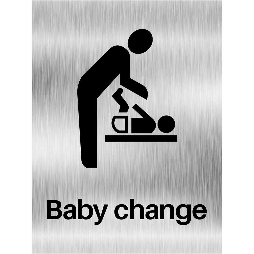 Baby Change Sign Brushed Silver