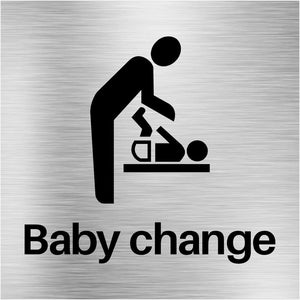 Baby Change Sign Brushed Silver