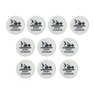 Baby Change Sign Stainless Steel | 10 PACK