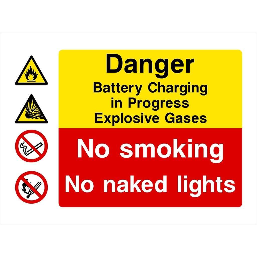 Battery Charging In Progress Explosive Gases Sign