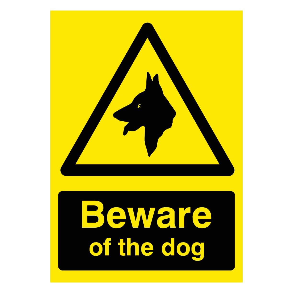 Beware Of The Dog Yellow Sign