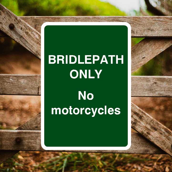 Bridlepath Only No Motorcycles Portrait Sign