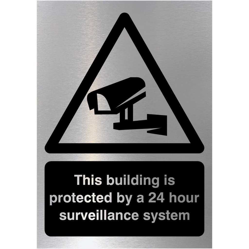 Building Protected 24 Hour Surveillance Sign Silver