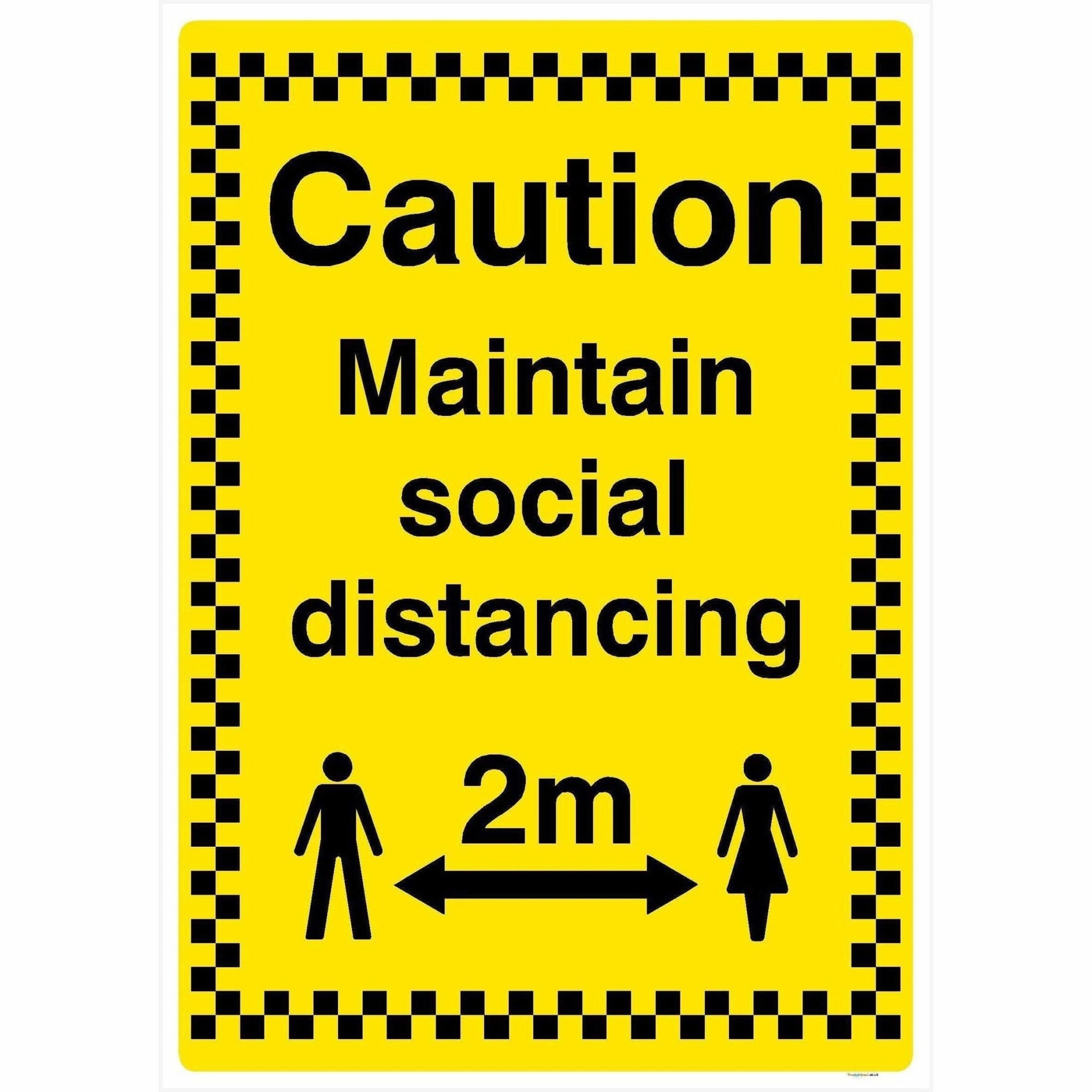 Caution Maintain 2 Metre Social Distancing Sign