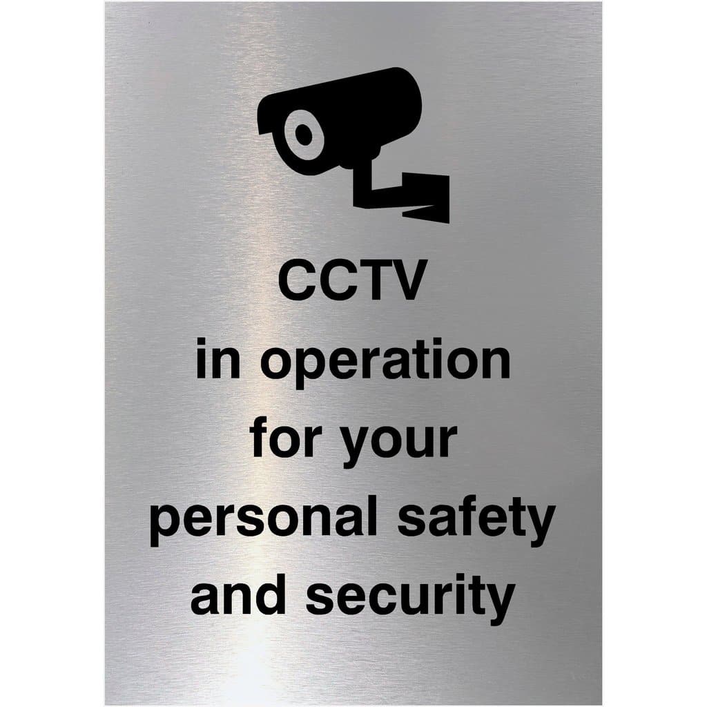 CCTV In Operation Message Sign in Brushed Silver