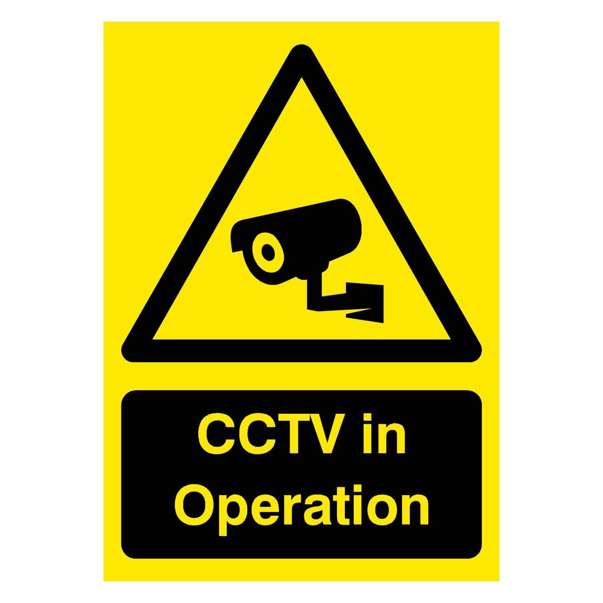 CCTV In Operation Yellow Sign