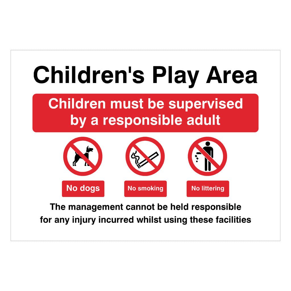 Children's Play Area Disclaimer Sign