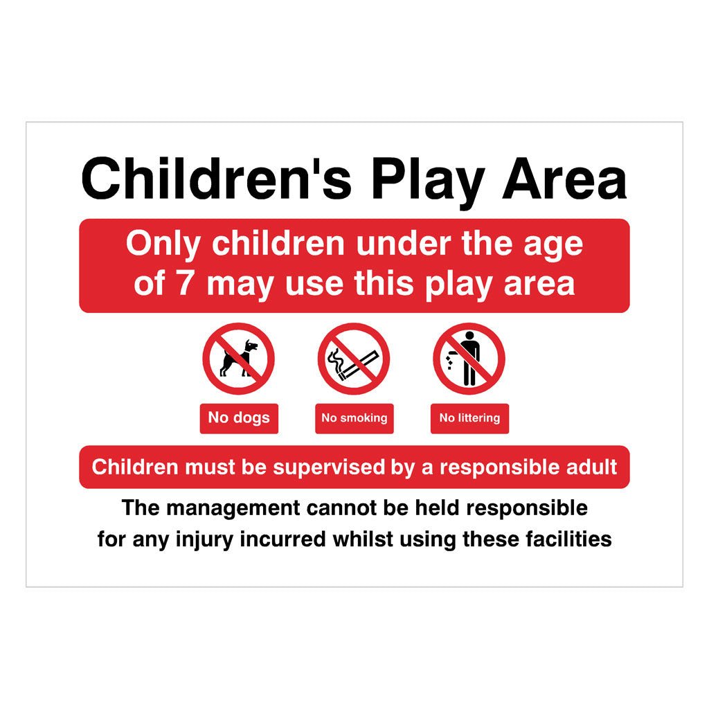 Children's Play Area Under 7 Disclaimer Sign