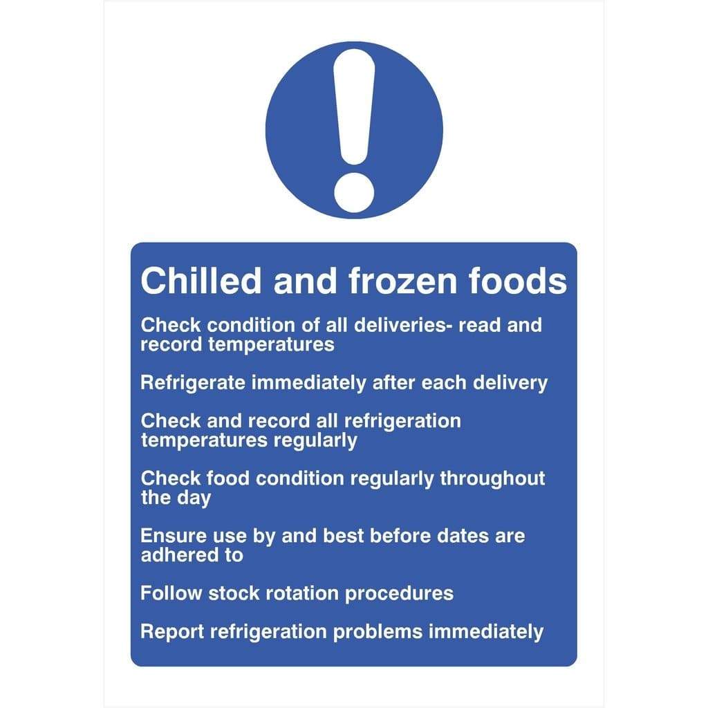 Chilled And Frozen Foods Instructions Sign