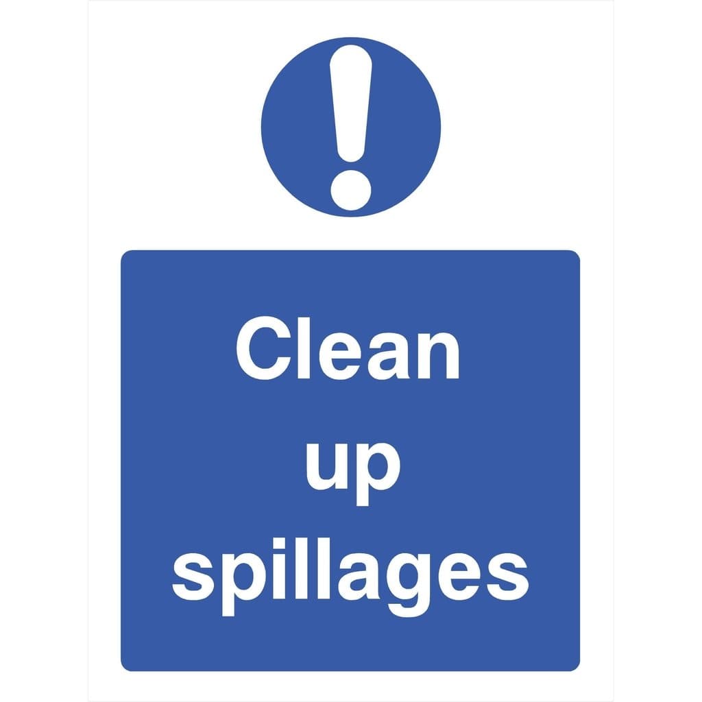 Clean Up Spillages Sign