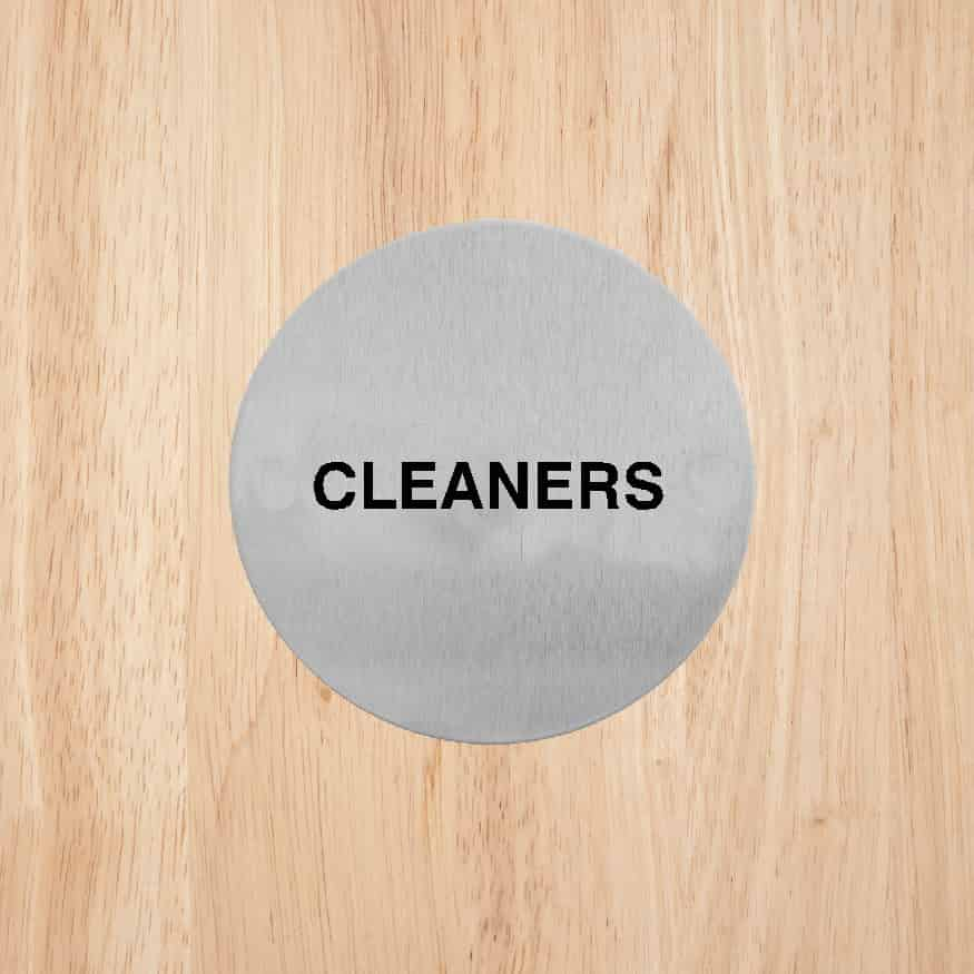 Cleaners Door Sign in Stainless Steel