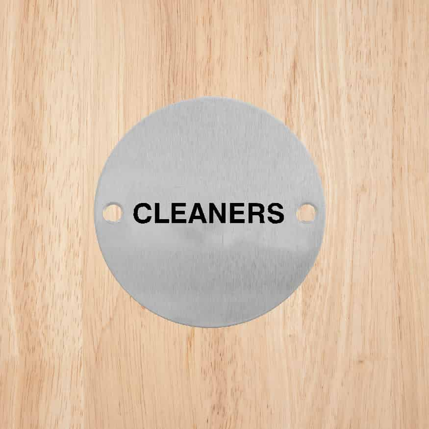 Cleaners Door Sign in Stainless Steel