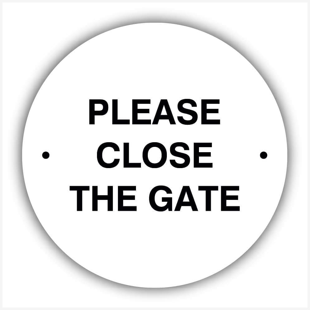 Close The Gate White Waymarker sign