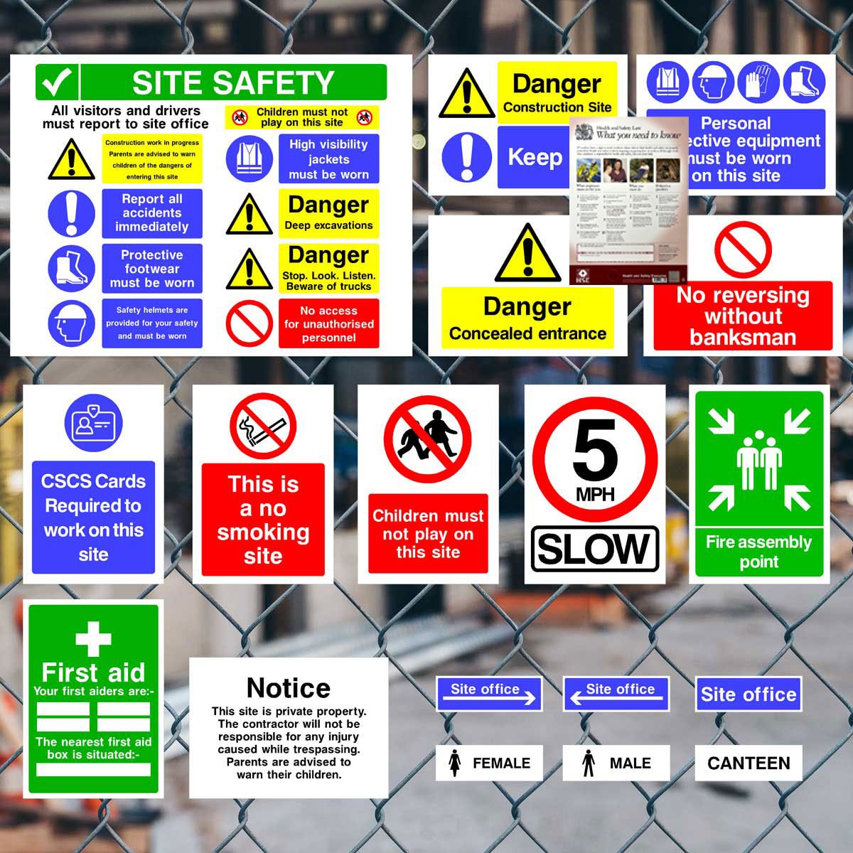 Complete Construction Site Safety Sign 44 Pack - Starter Pack I