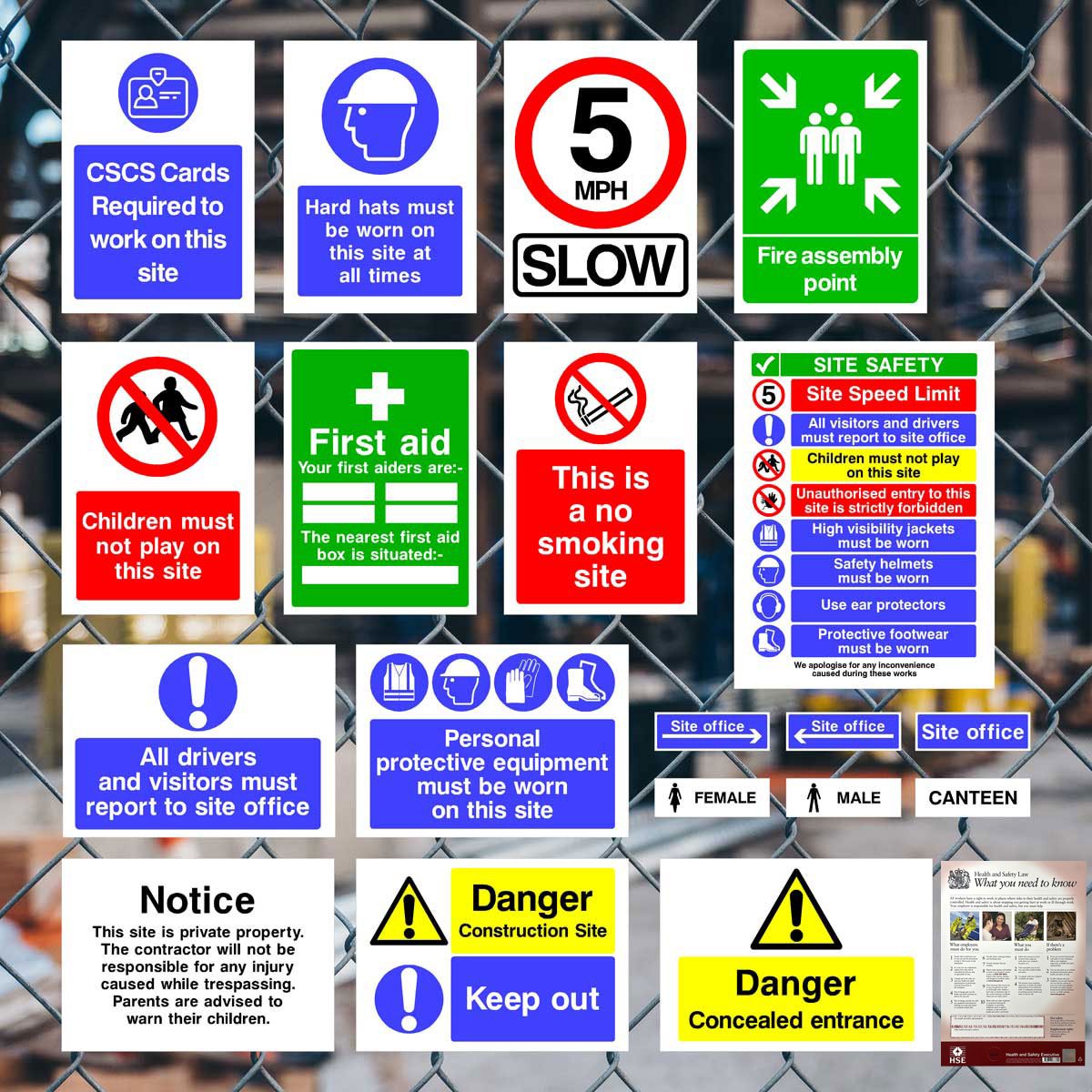 Complete Construction Site Safety Sign 47 Pack - Starter Pack G